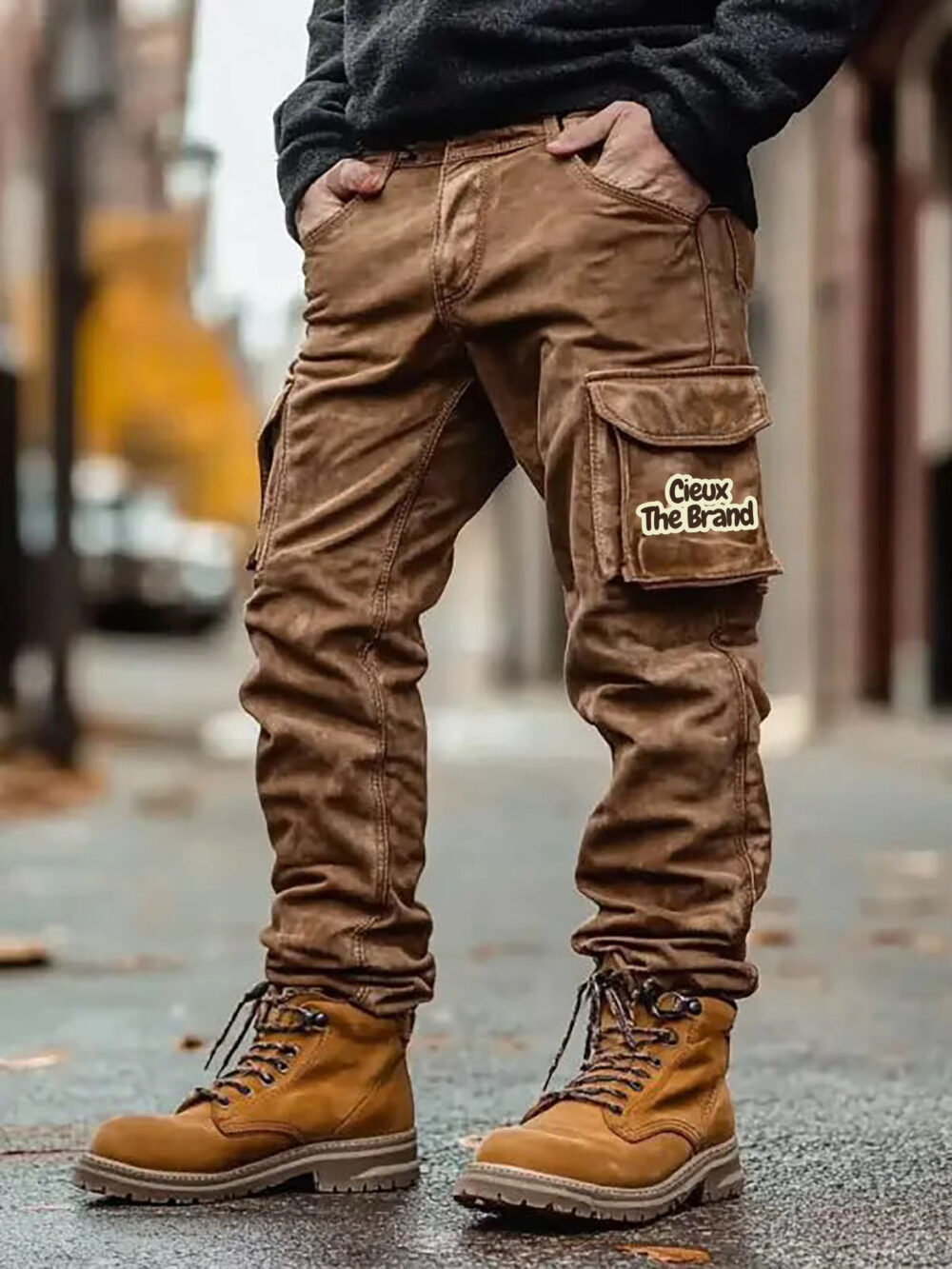 Cargo pants with side pockets fashion Straight trousers for men regular fit casual pants - Image 2